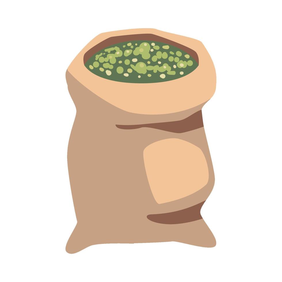 A bag of green peas on a white background vector