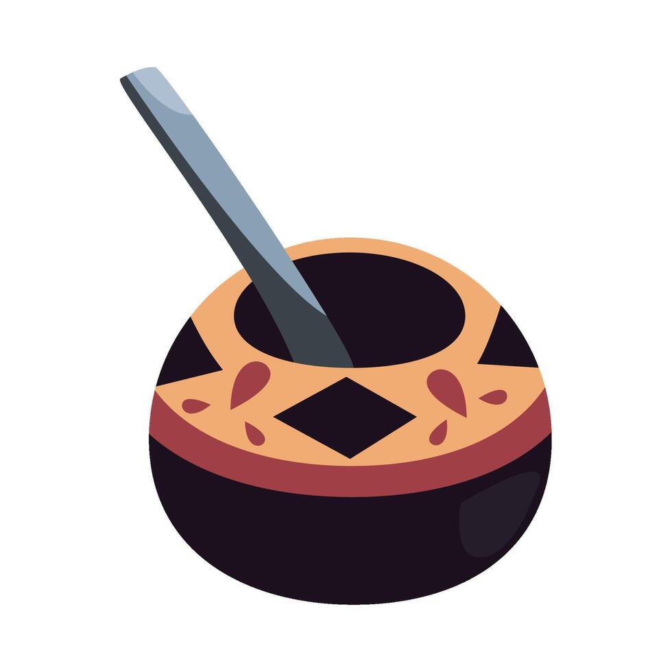 A pot with a spoon and a wooden spoon vector