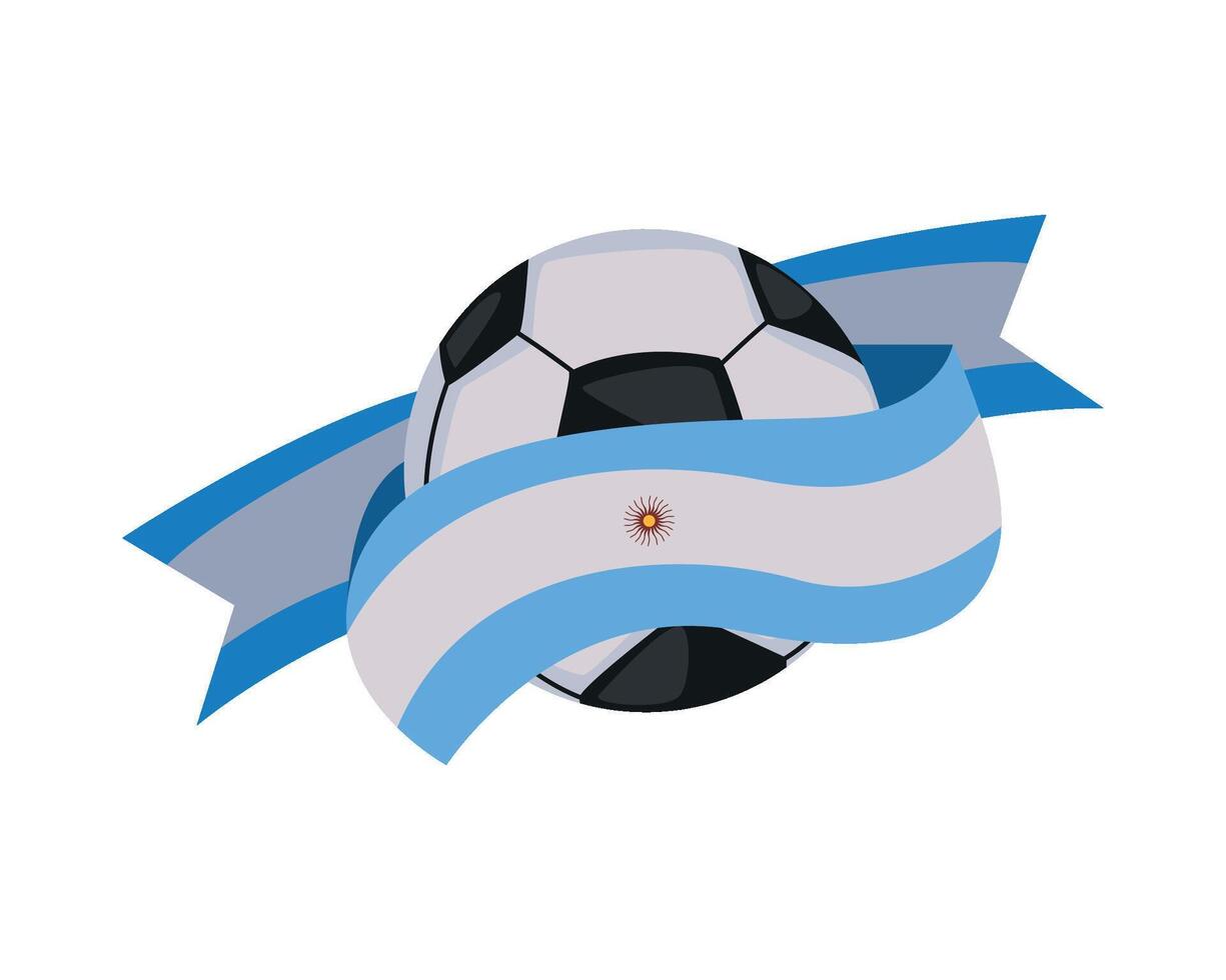 Soccer ball with flag and ribbon illustration vector