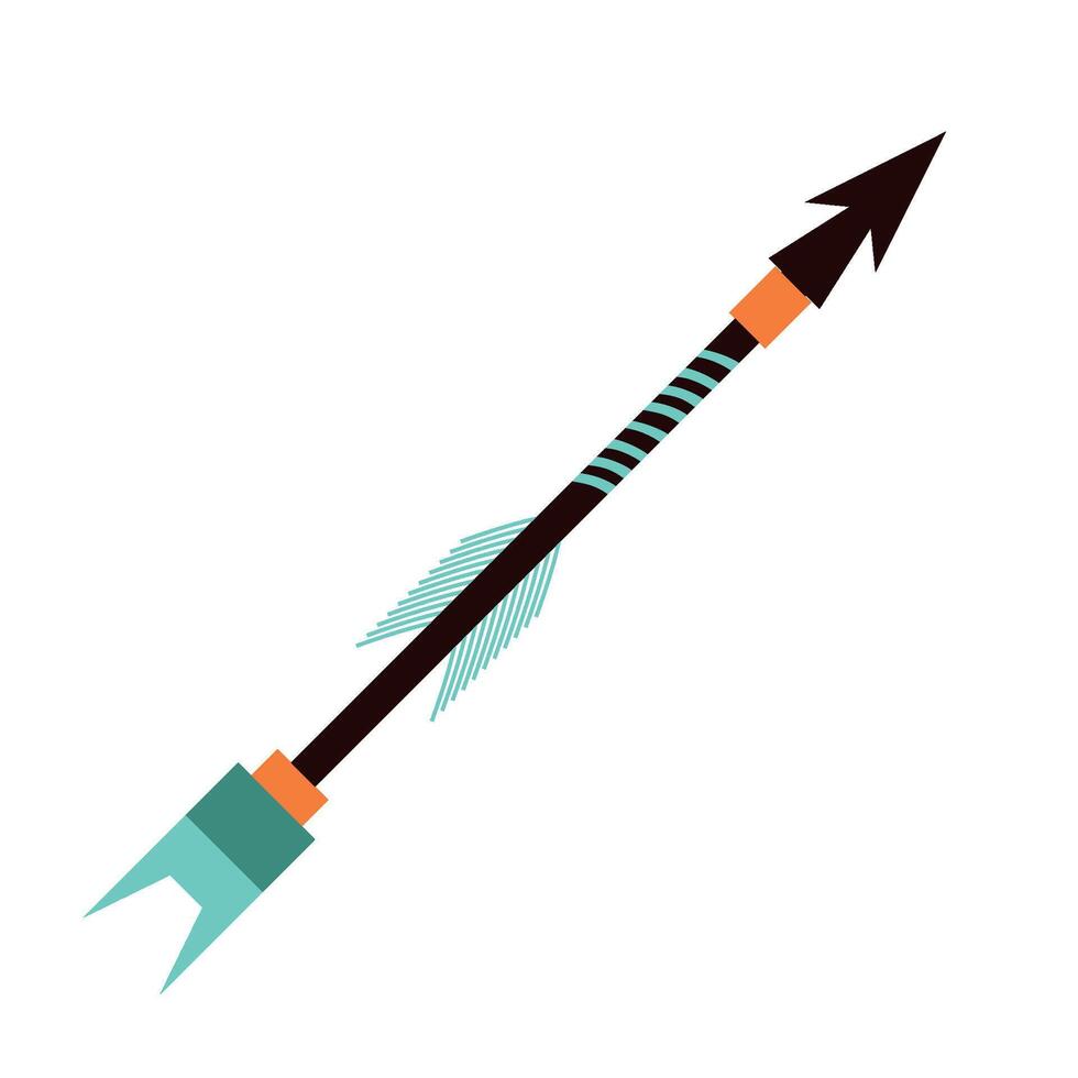 An arrow with a black and orange stripe on it vector