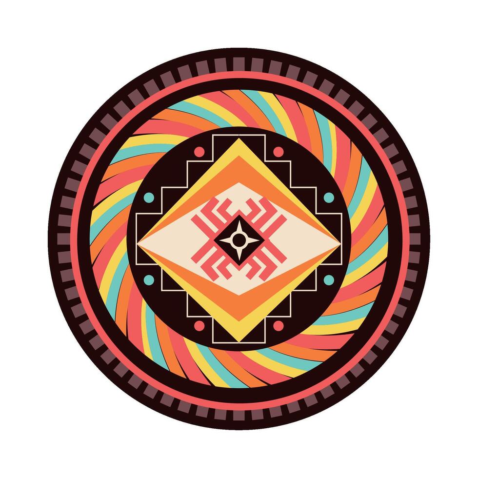 A colorful circular design with a geometric pattern vector