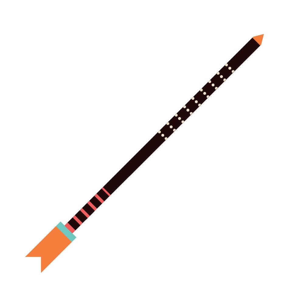 A long spear with a red and black handle vector
