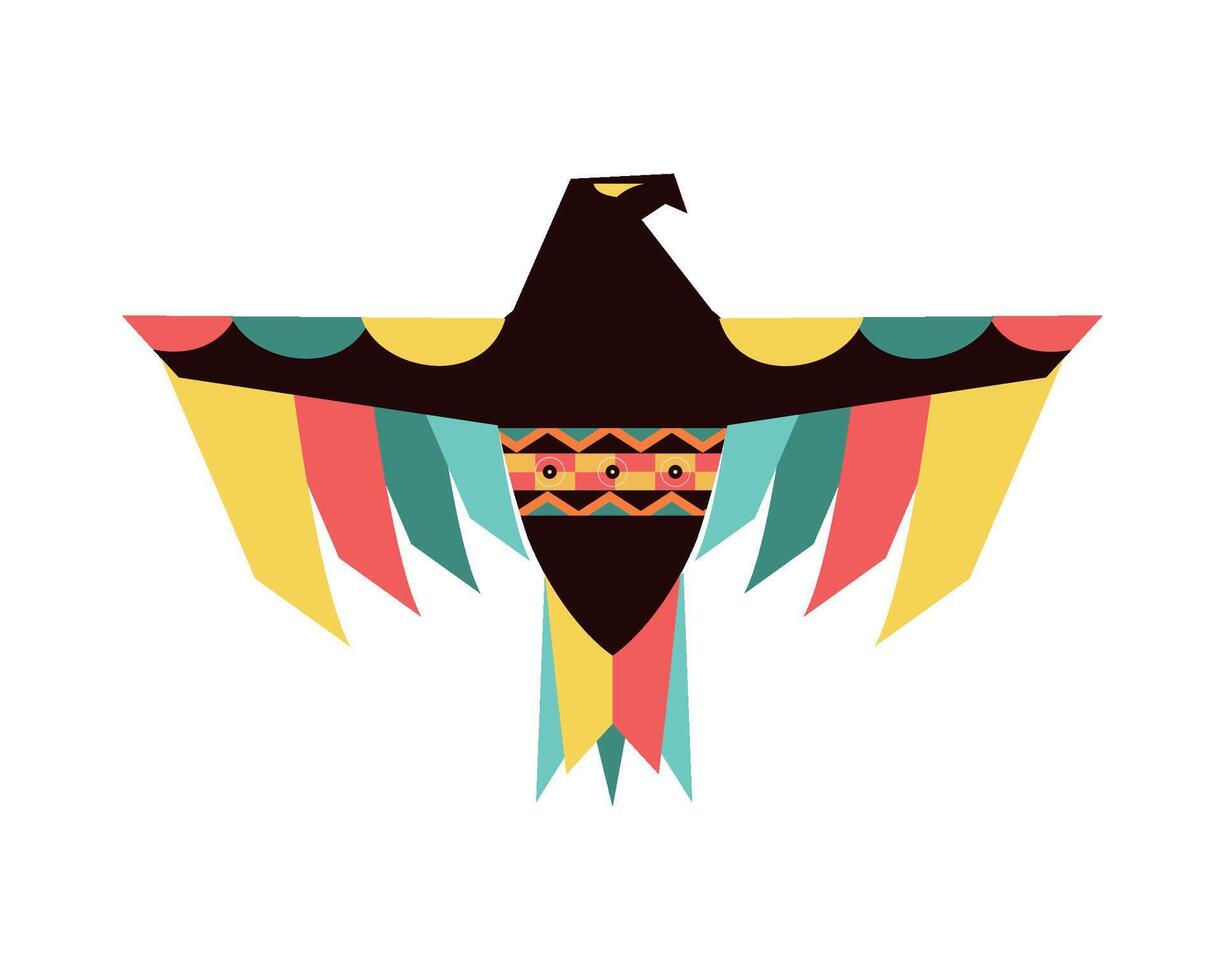 A colorful bird with a tribal pattern on it vector