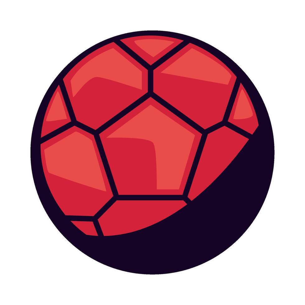 A red soccer ball with a black outline vector