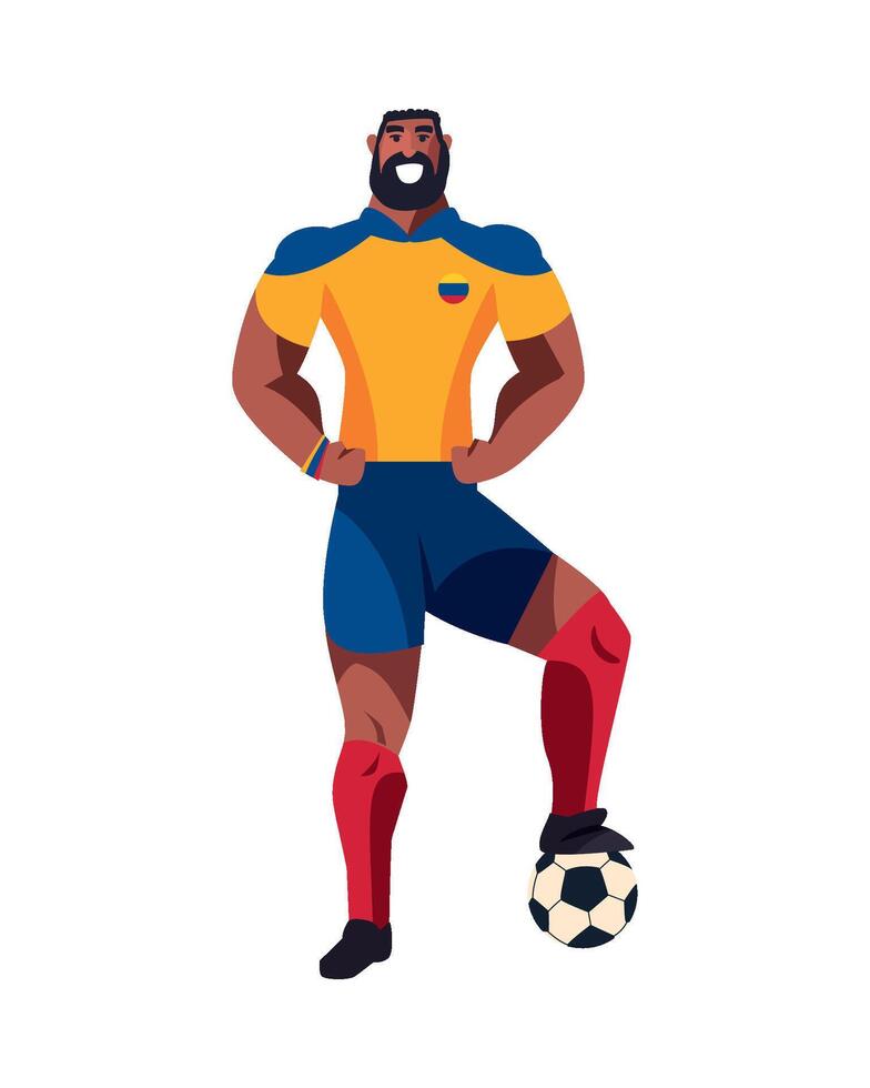 A cartoon man in a soccer uniform holding a ball vector