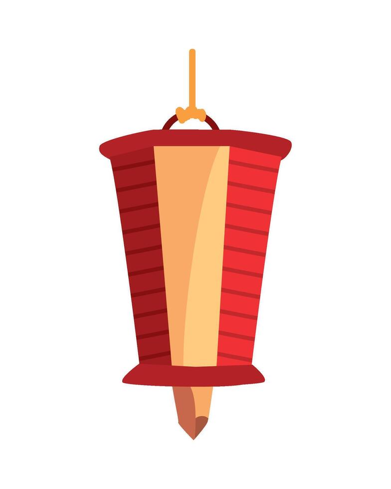 A red and yellow chinese lantern hanging from a hook vector