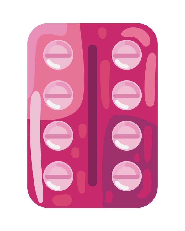 Pill pack with pills on it, flat design vector