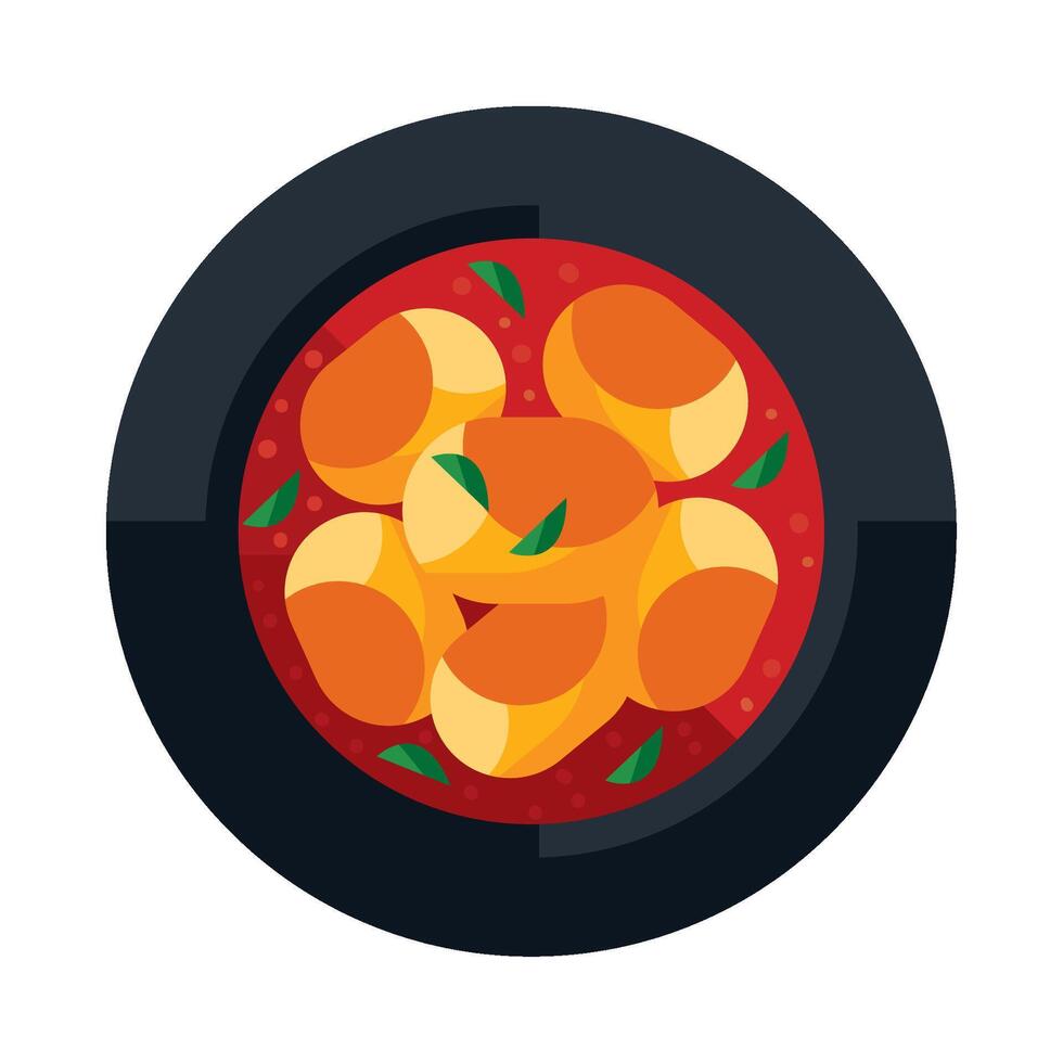 A bowl of food with potatoes and peppers in it vector