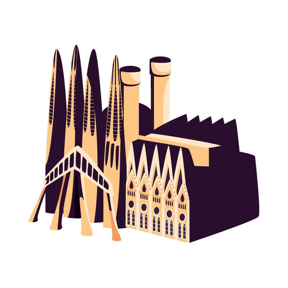 An illustration of the sagrada familia in barcelona, spain vector