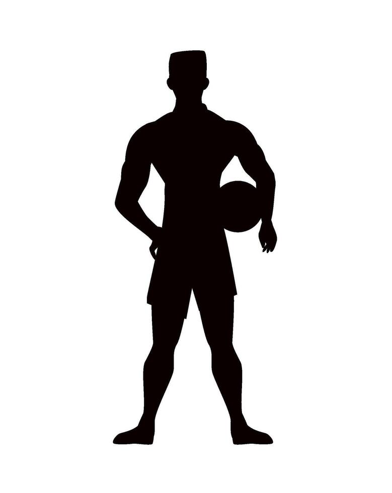 A silhouette of a man holding a ball vector