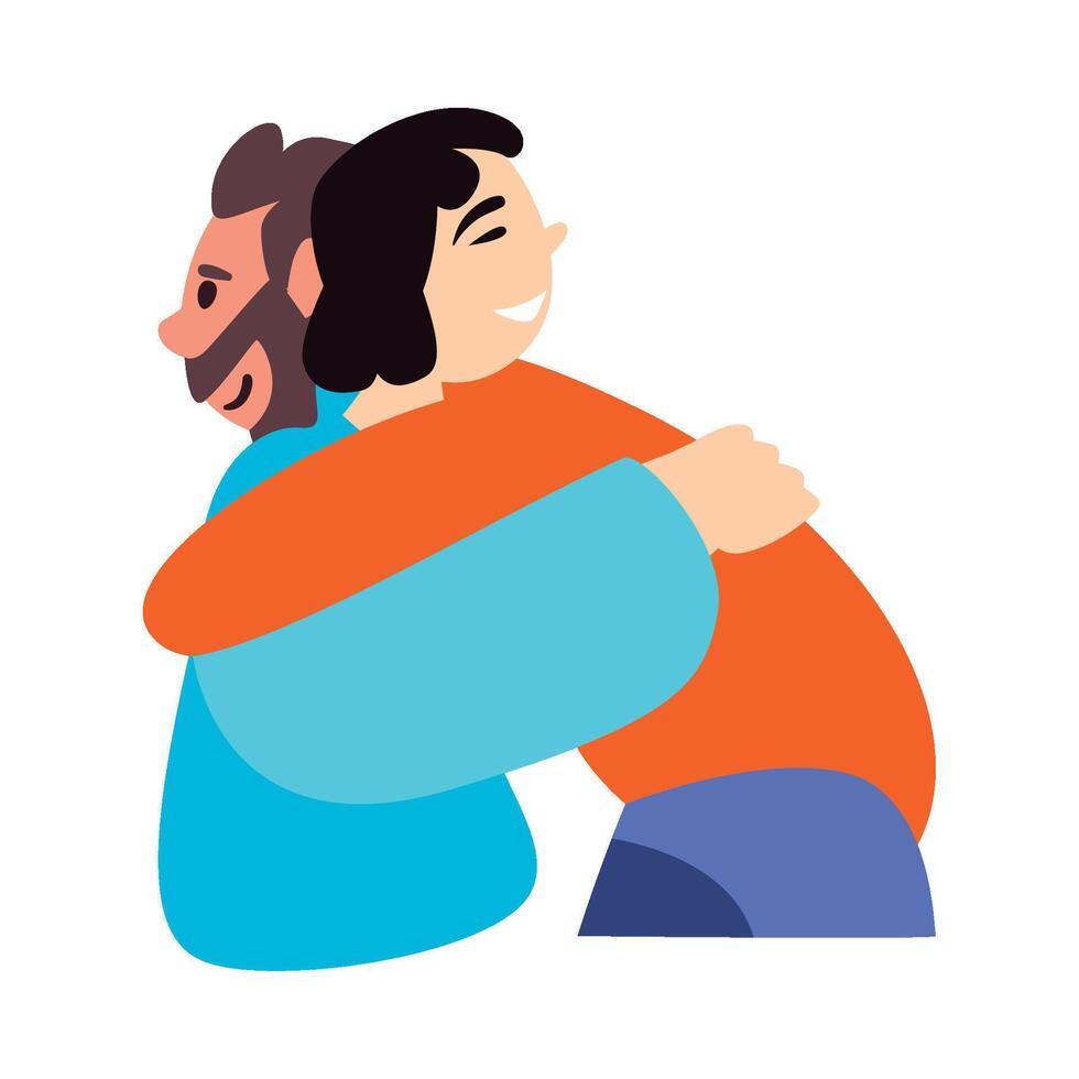 A man and woman hugging each other vector