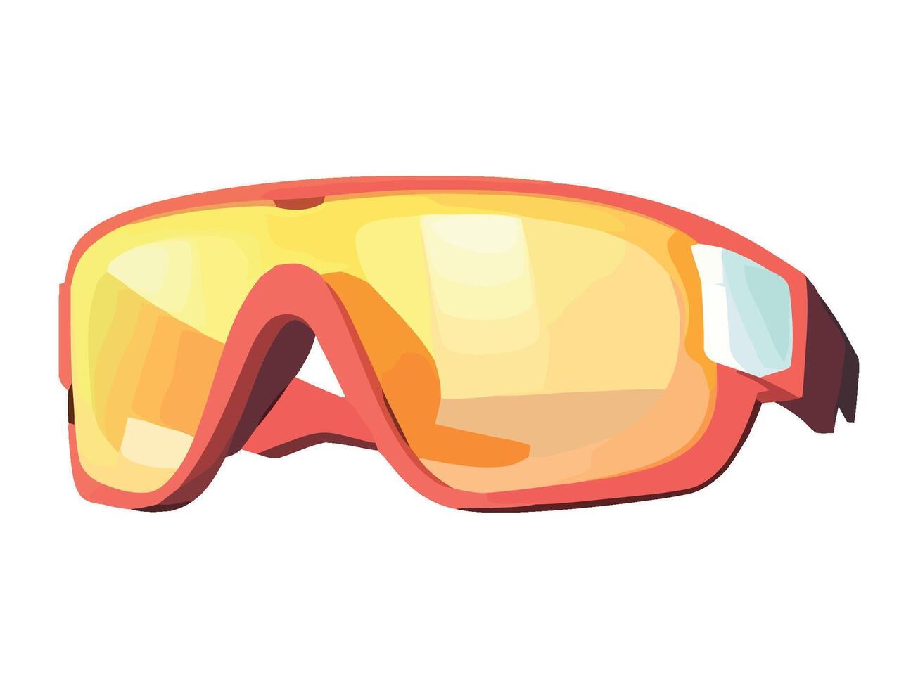 A pair of goggles with orange lenses on a white background vector