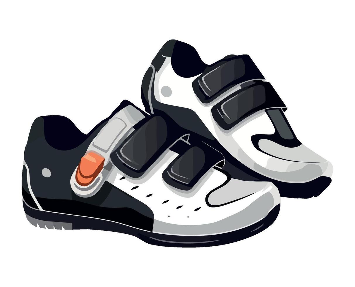 A pair of black and white cycling shoes vector