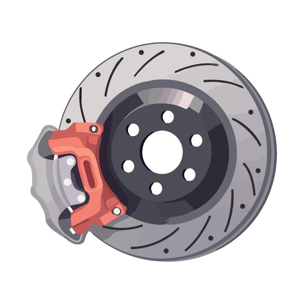 Brake disc and brake caliper, car repair and maintenance illustration vector