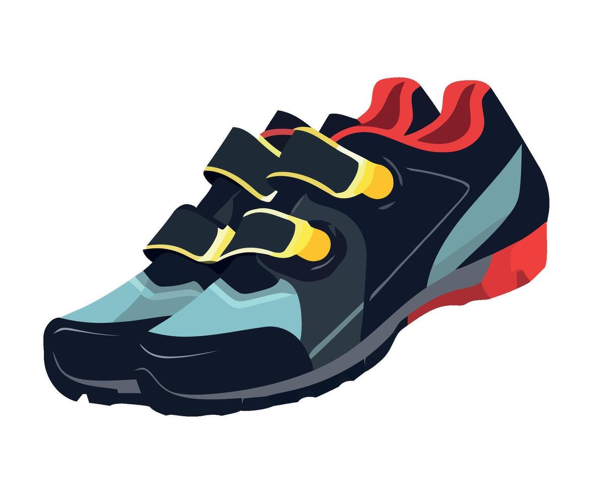 A pair of black and blue cycling shoes vector