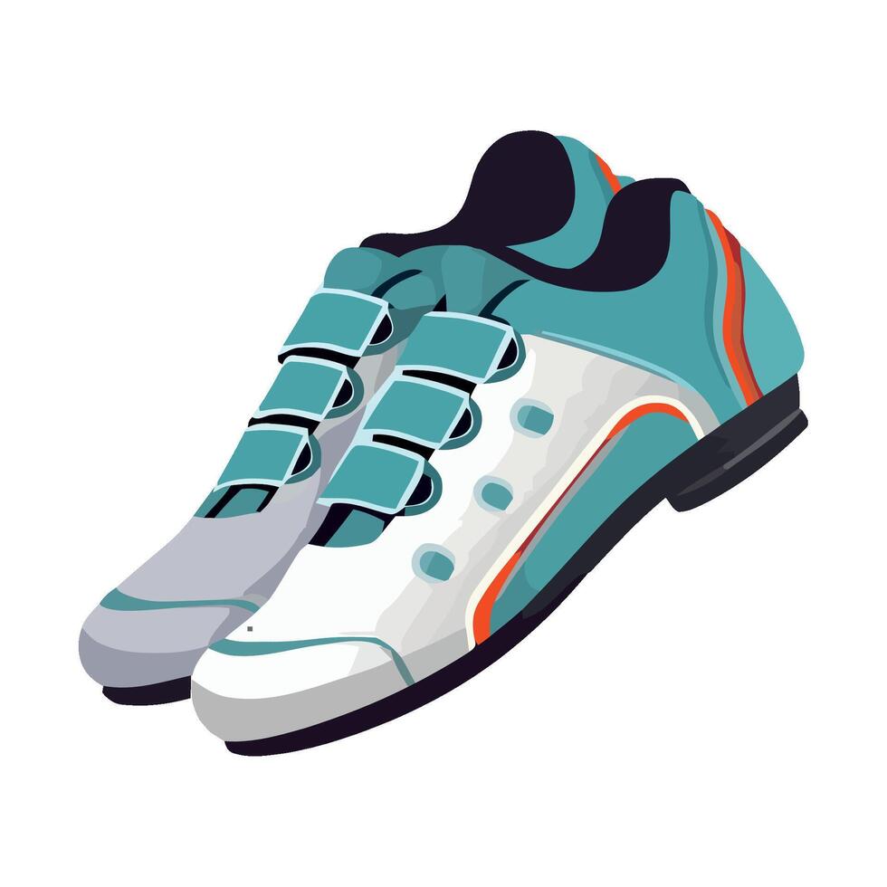 A pair of blue and orange cycling shoes on a white background vector