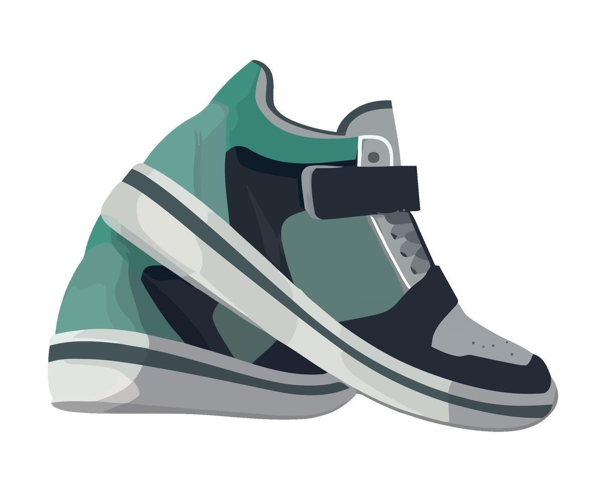 Sneakers with straps on the side, flat design vector