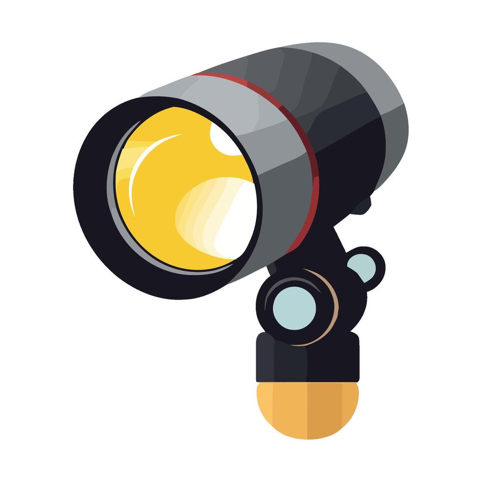 A flashlight with a yellow light on it vector
