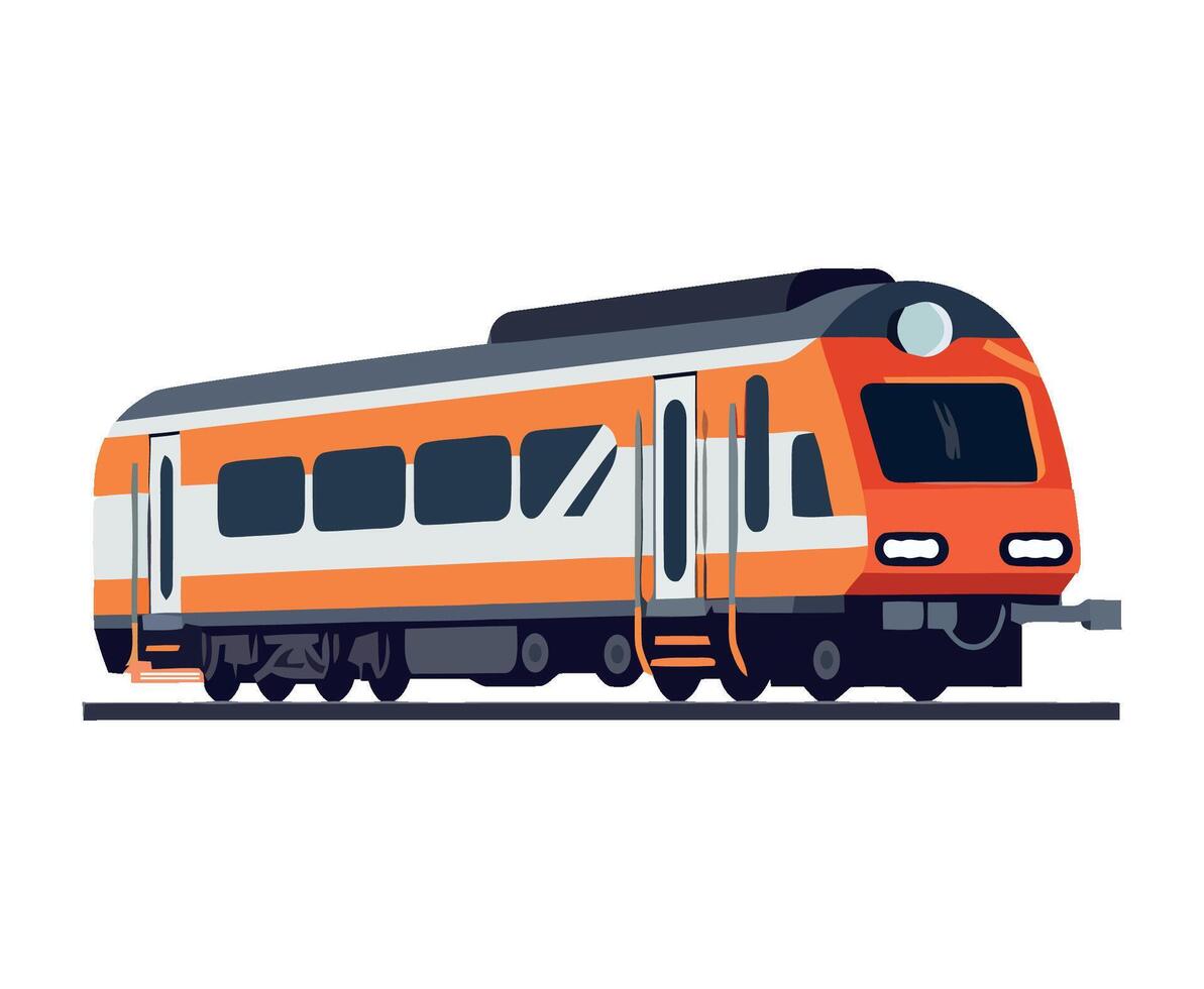 An orange and white train on a white background vector