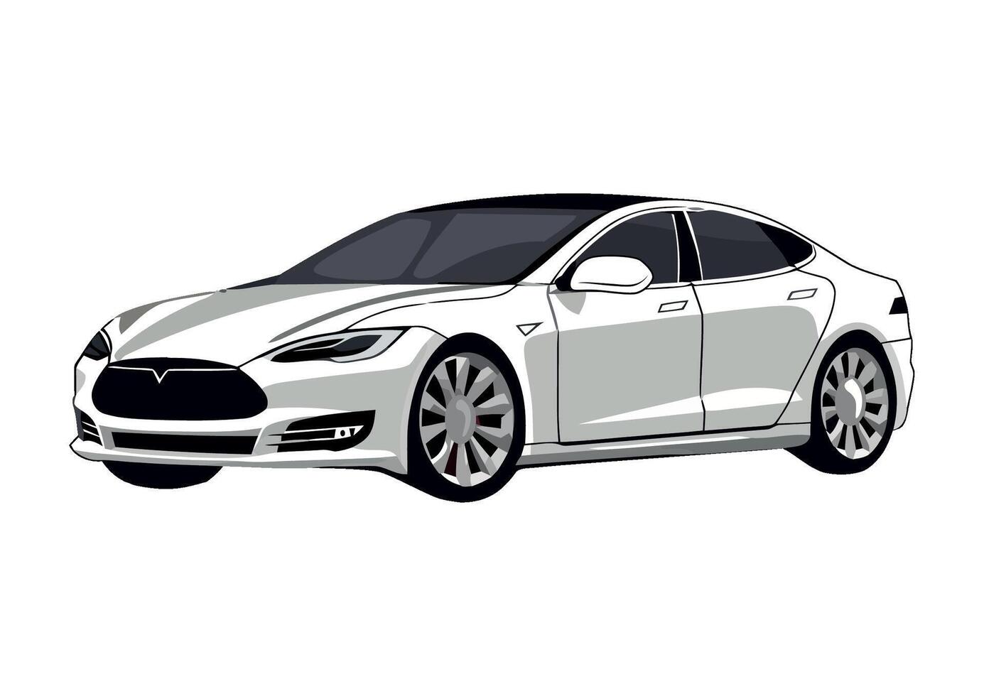 A white tesla car on a white background vector
