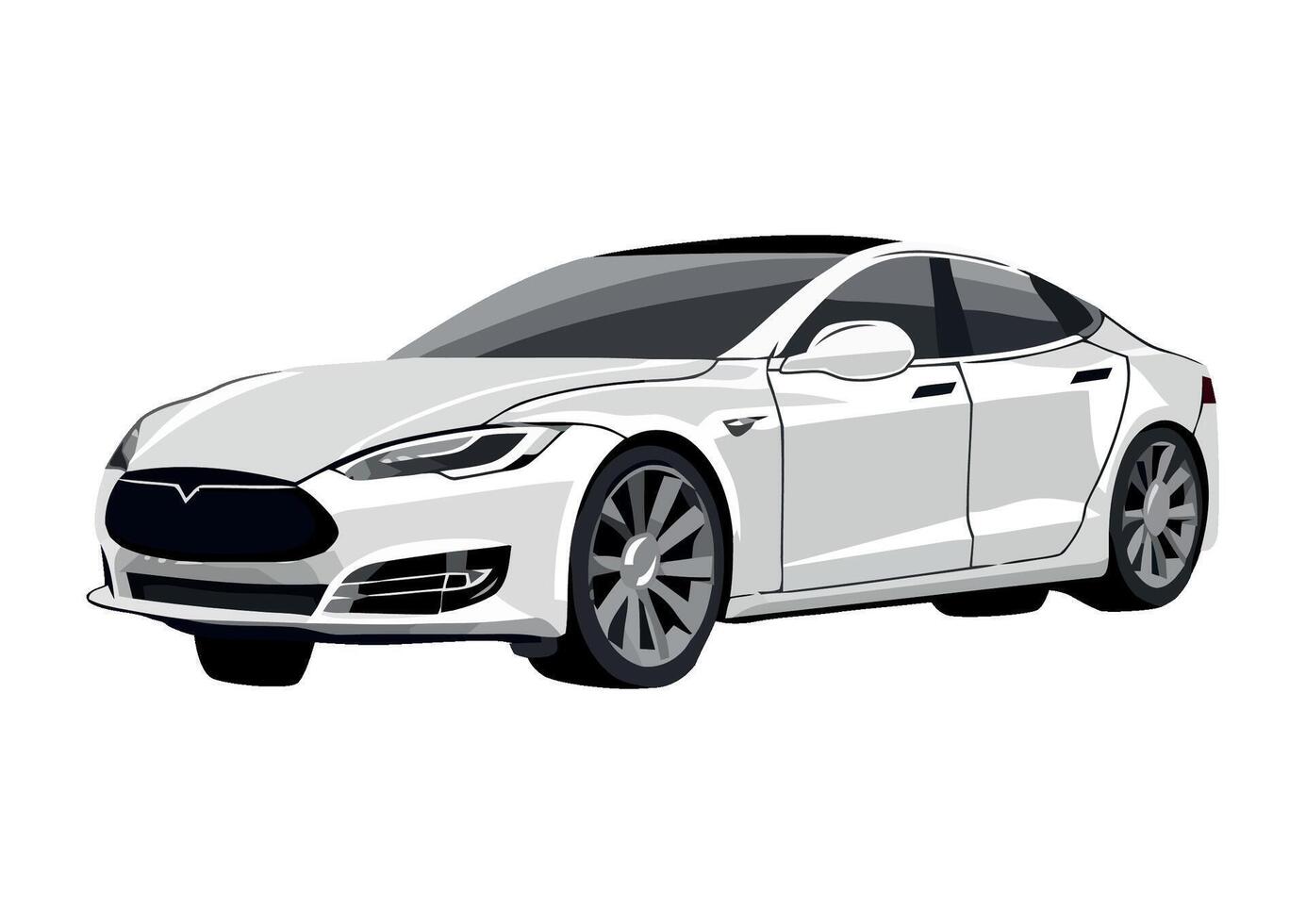 A white tesla car on a white background vector