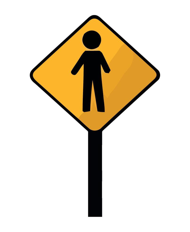 A yellow sign with a man standing on it vector