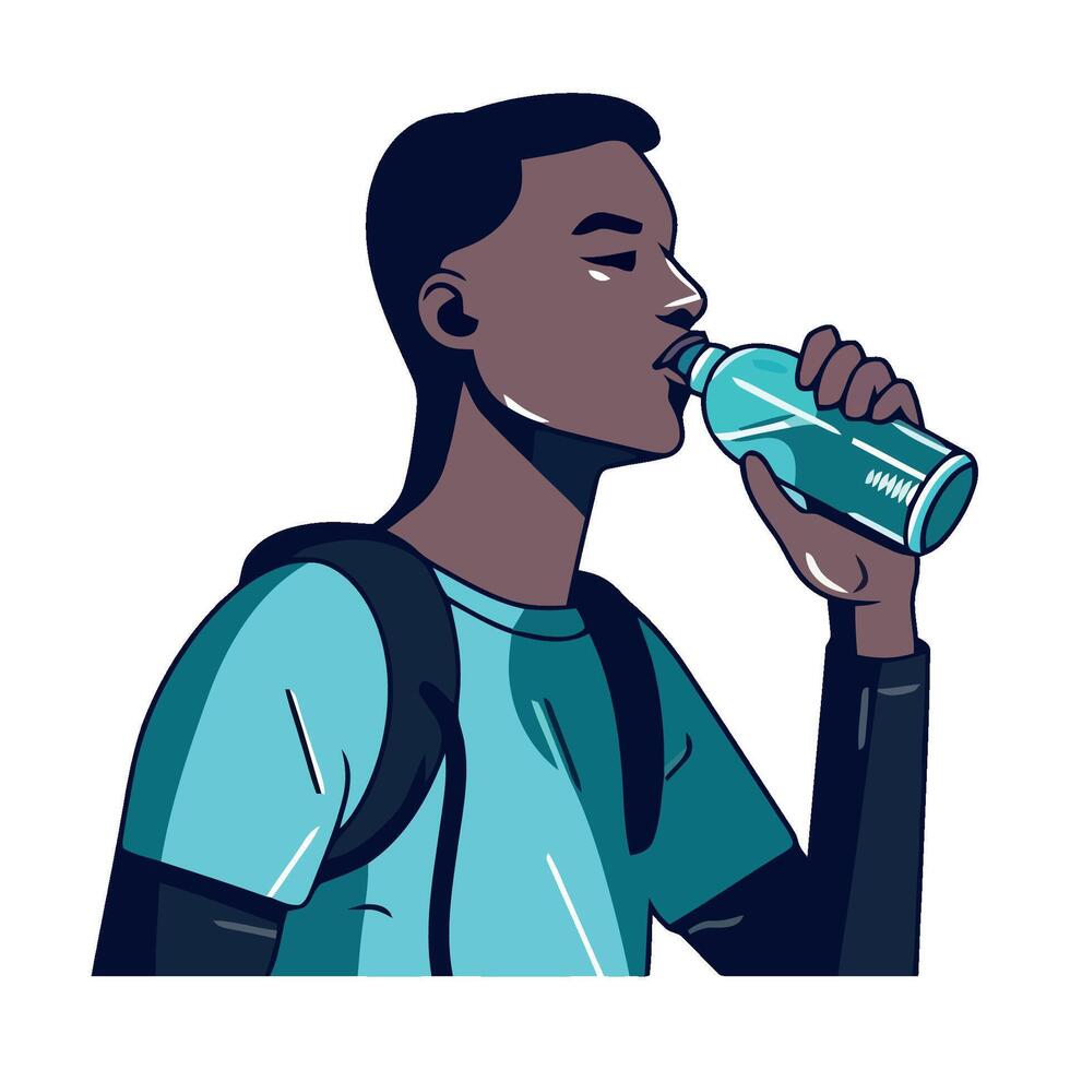 An illustration of a man drinking water vector