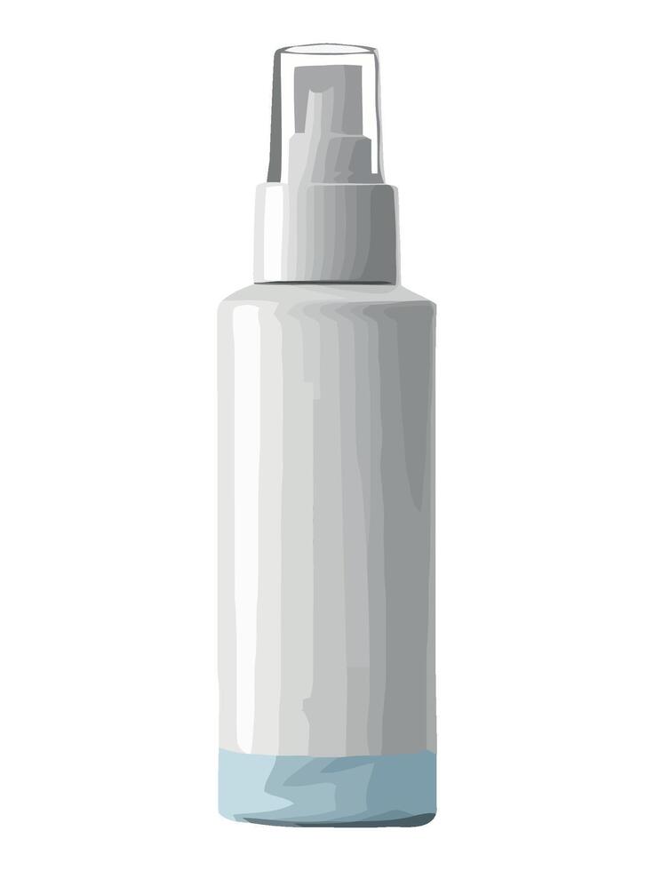 A white spray bottle with a blue cap vector