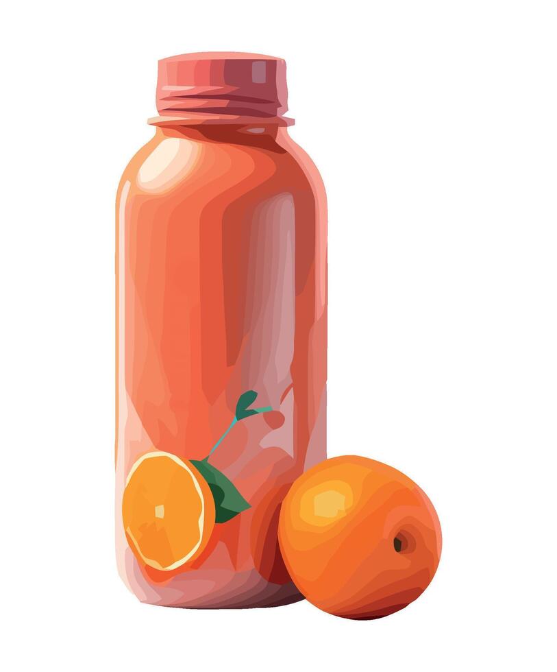 Orange juice bottle with a slice of orange vector