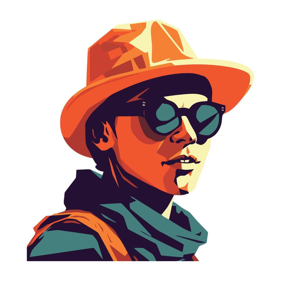 A man wearing a hat and sunglasses vector