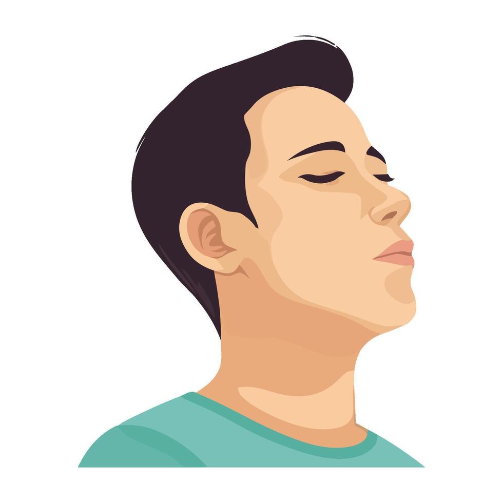 A man with his eyes closed and his head tilted up vector