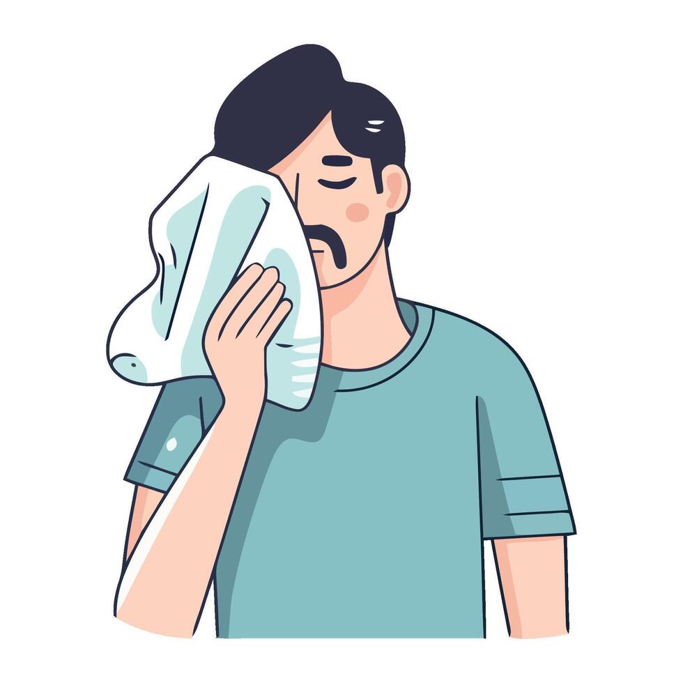 Illustration of man with cold and sneezing vector