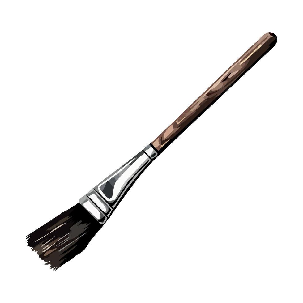 A brush with a wooden handle on a white background vector