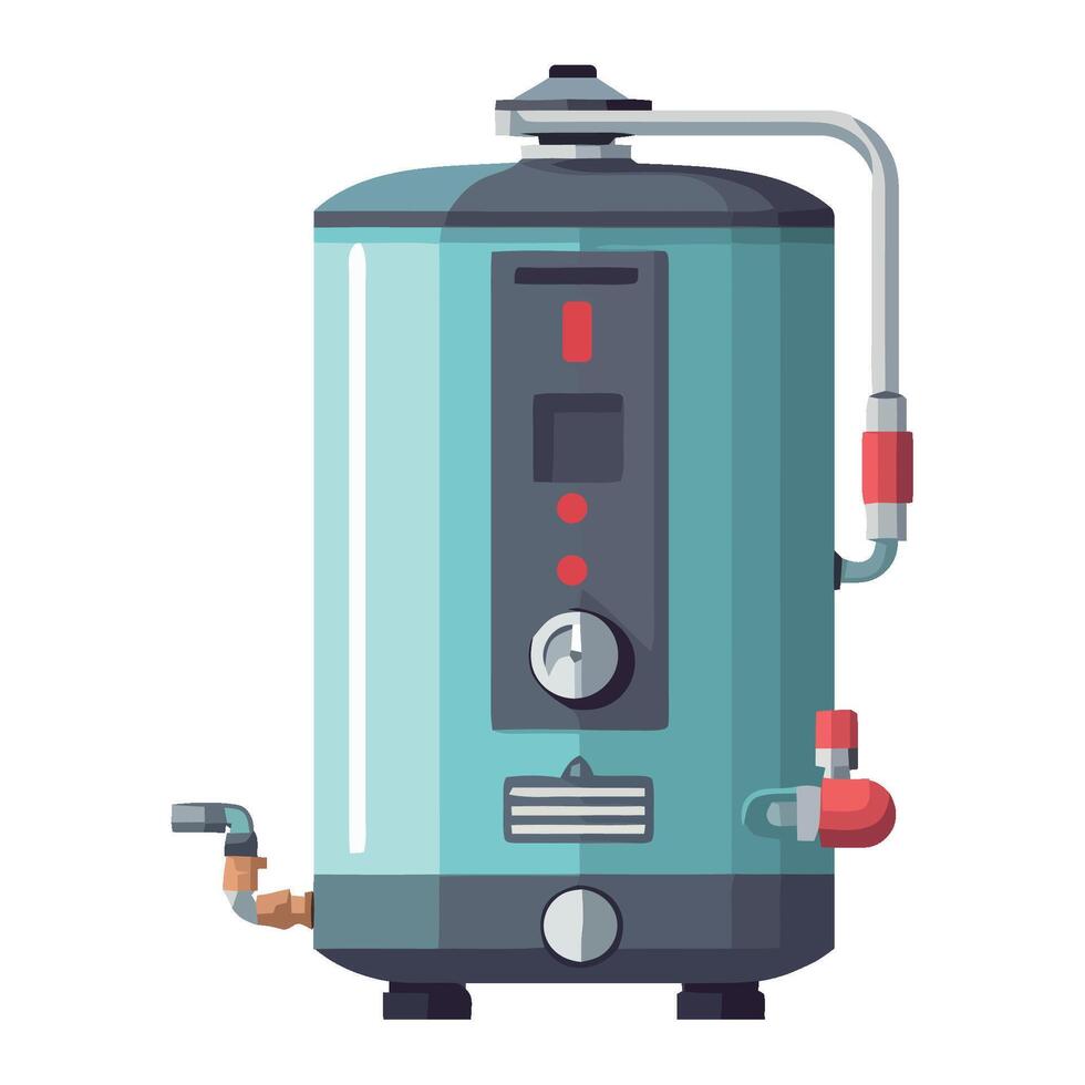 A blue water heater with a red valve vector