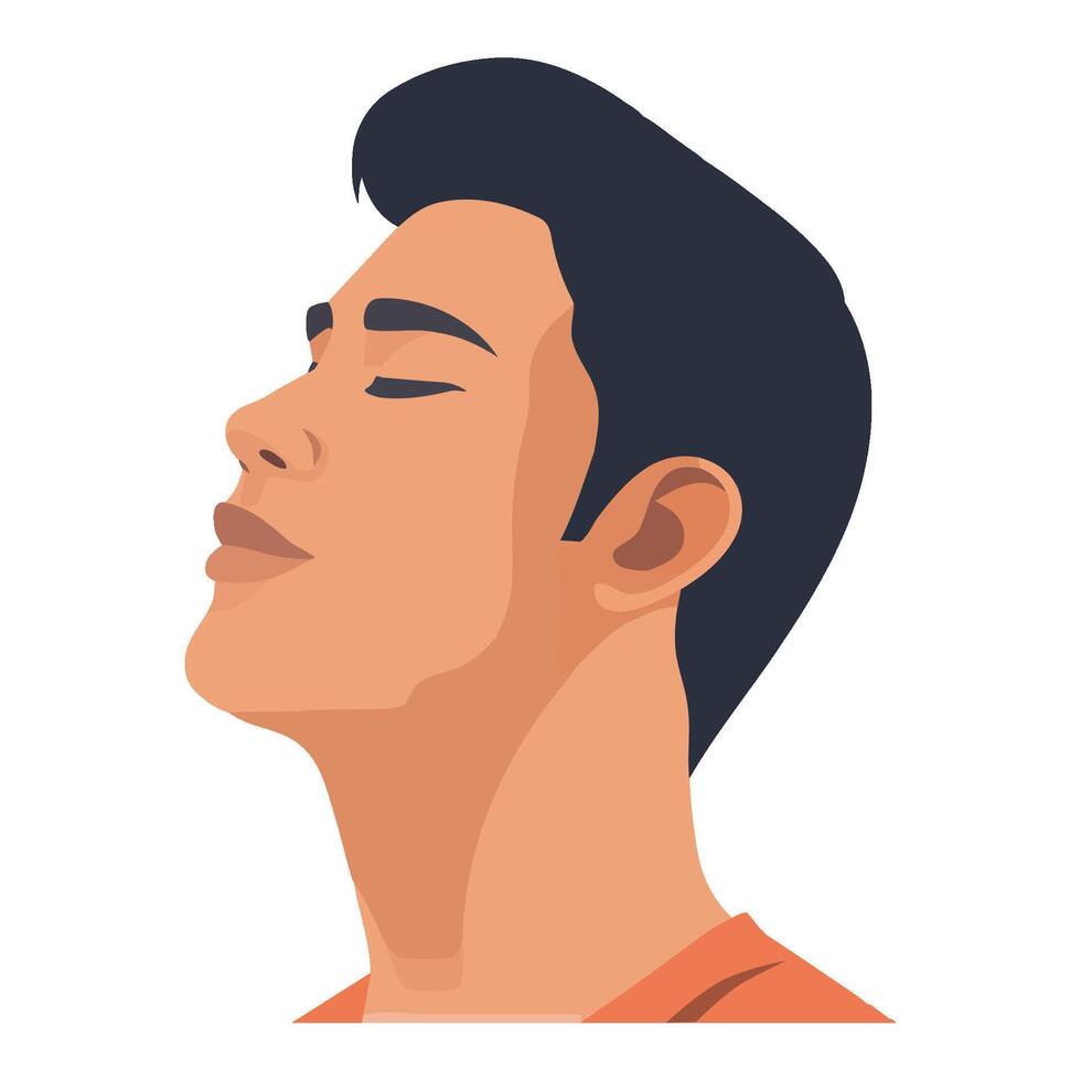 A man with his eyes closed and his head up vector