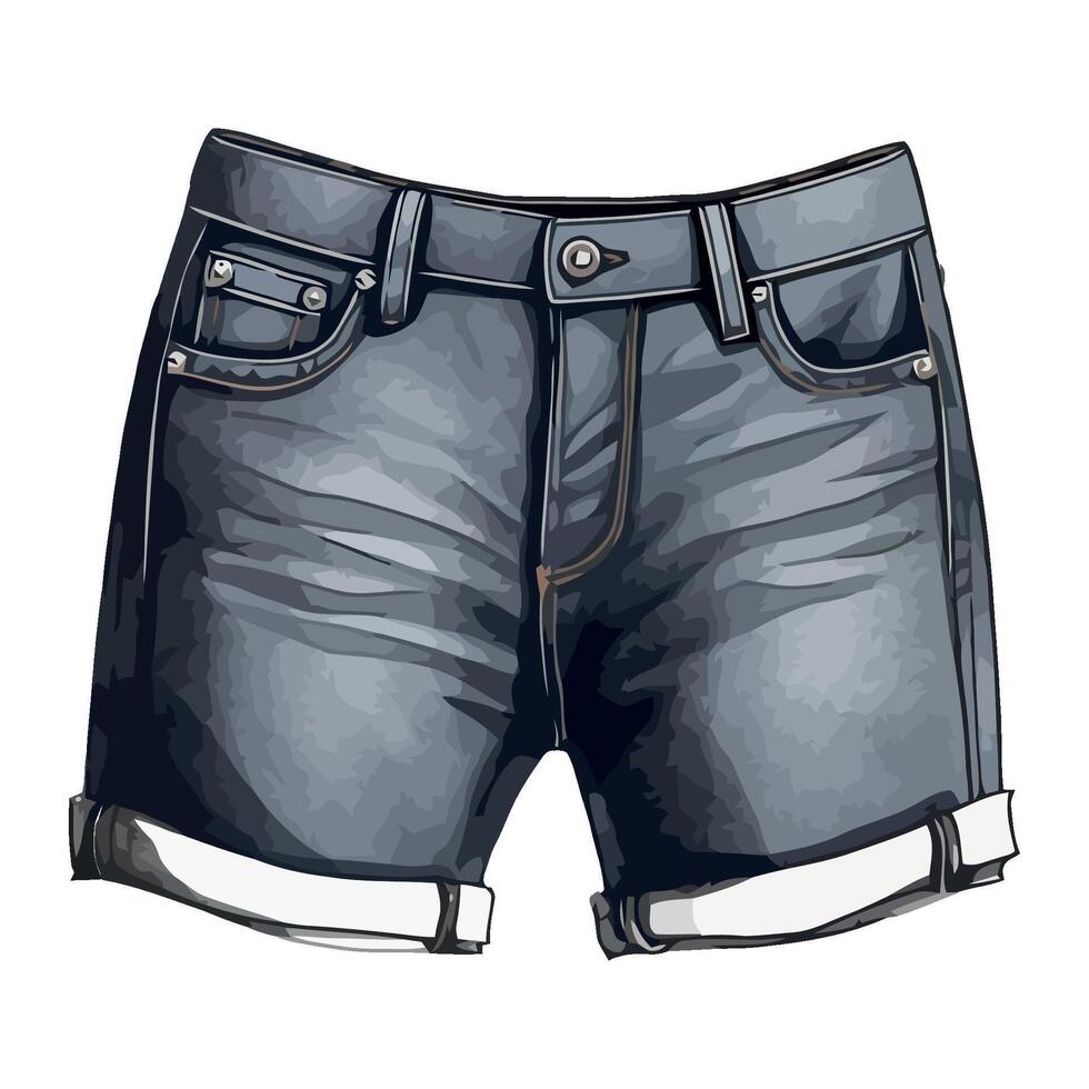 A pair of blue jeans shorts on a white background vector