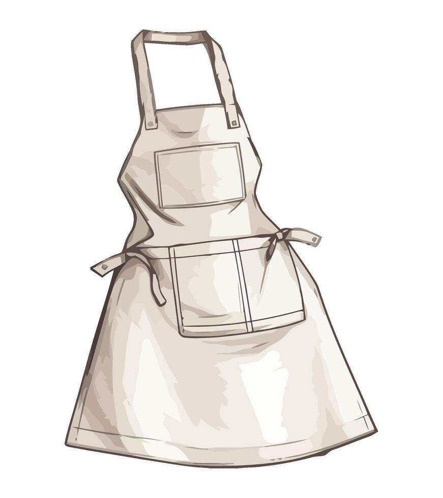 An apron is shown in a sketch vector