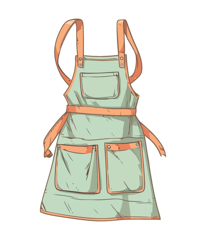 A green apron with orange straps vector