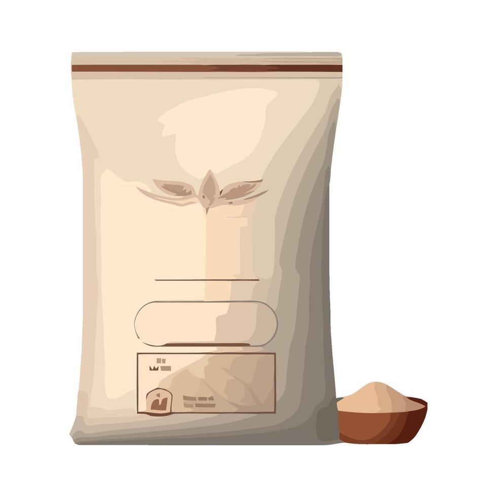 A bag of flour and a bowl of flour vector