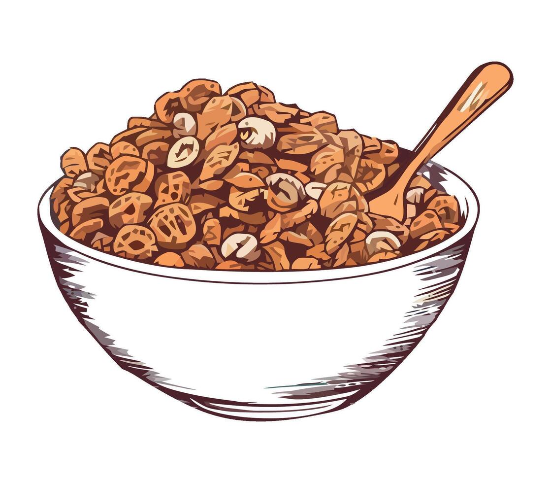 Bowl of cereal with nuts and nuts illustration vector