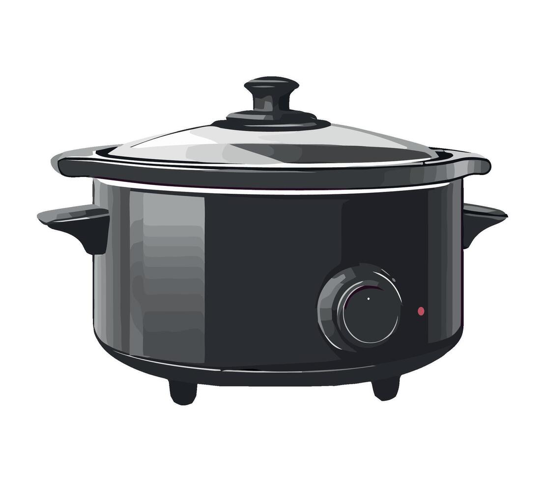 A black slow cooker on a white background vector