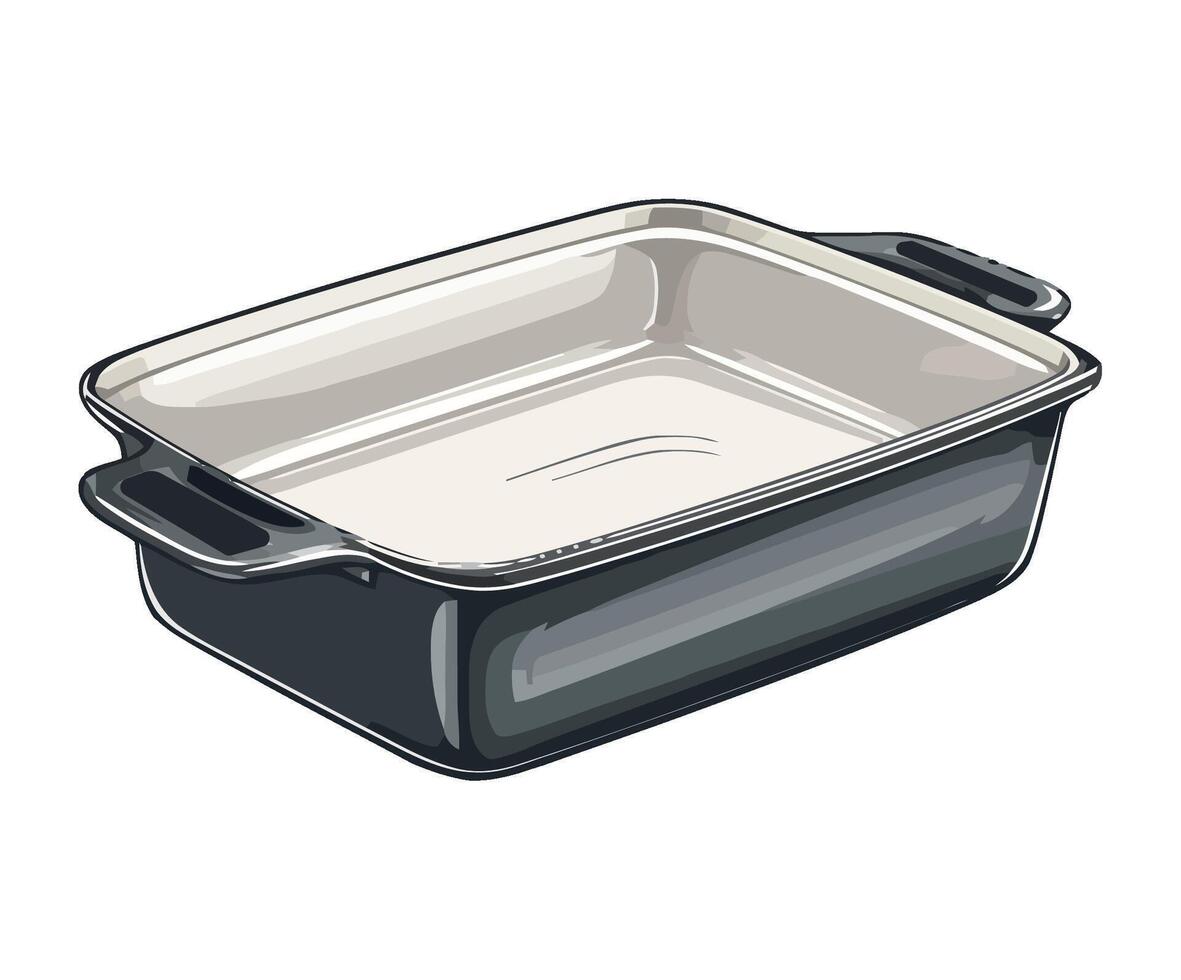 An illustration of a black casserole dish vector