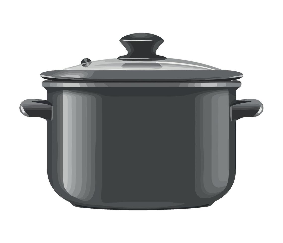 A black pot with lid on a white background vector
