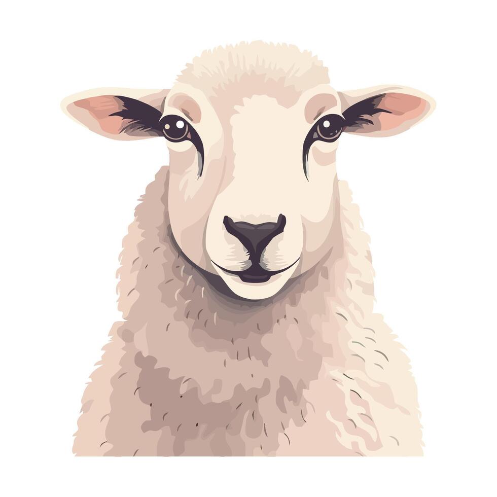 A sheep with a white face on a white background vector