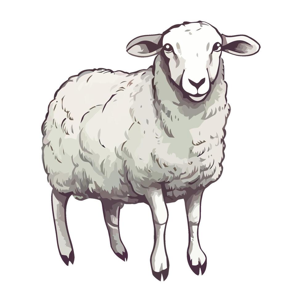 A cartoon sheep standing on a white background vector