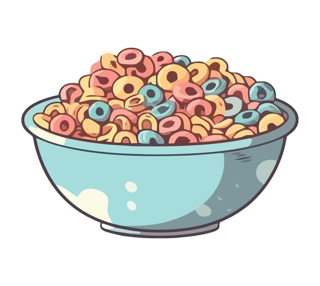 A bowl of cereal with colorful cereal in it vector