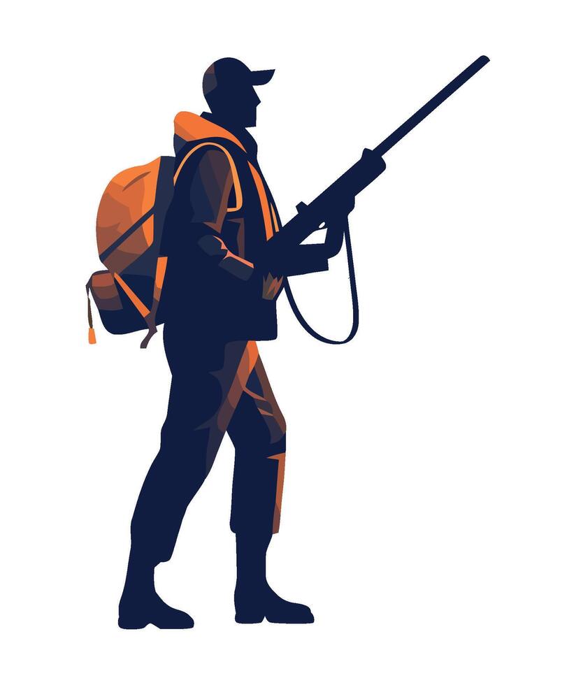 Hunting hunter with rifle illustration vector