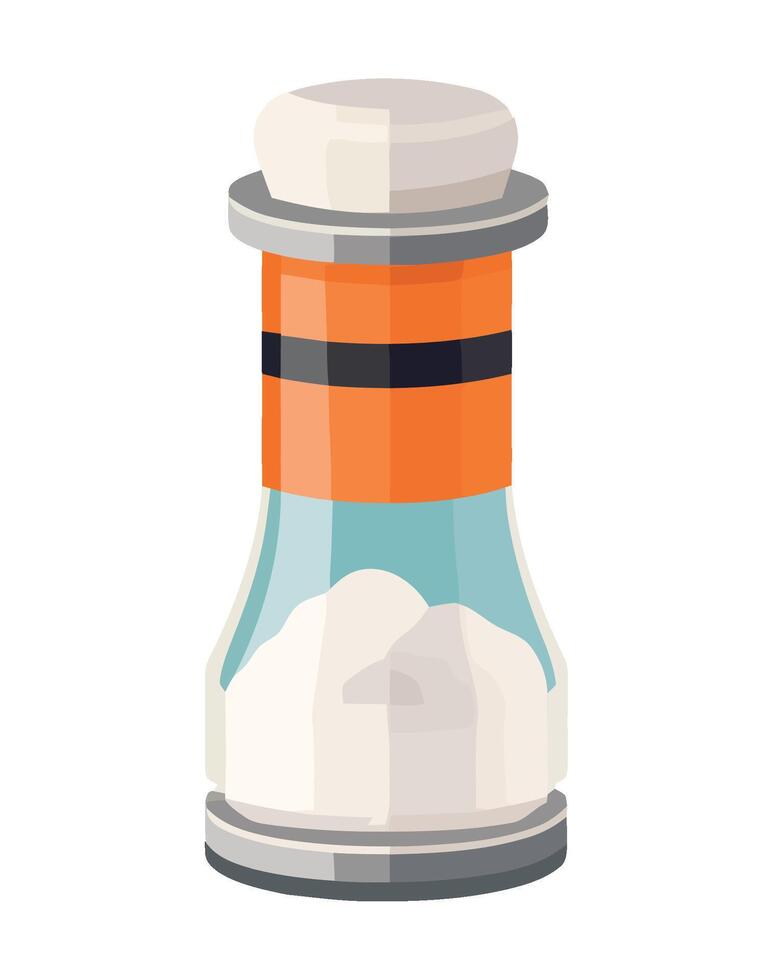 Salt shaker with orange and black stripes on white background vector