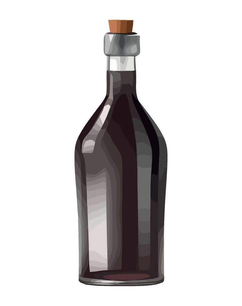 A bottle of wine with a wooden stopper vector