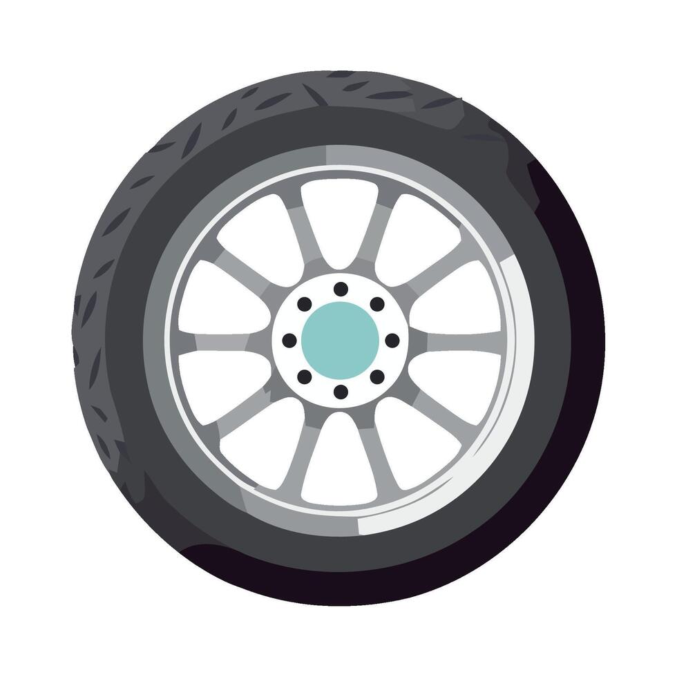 A car wheel with a green center vector